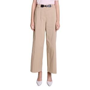 Maje 'Piuma' Beige Cotton Wide Leg Gabardine Trousers Size 4 - NWT